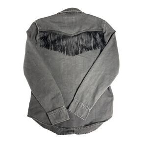 Levi’s Standard Fit Pearl Snap Button Down Shirt XS Grey Fringe Western
